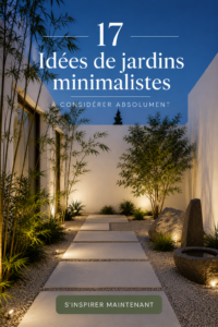 Un jardin minimaliste épuré avec des plantes succulentes et une décoration simple.