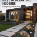 Jardin avant moderne avec des plantes colorées et des éléments de design