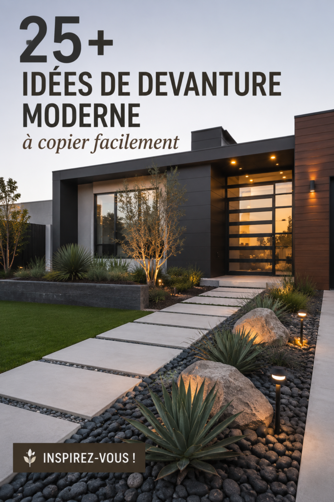 Jardin avant moderne avec des plantes colorées et des éléments de design