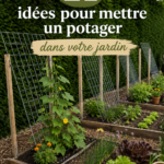 Potager bien aménagé dans un jardin avec diverses plantes