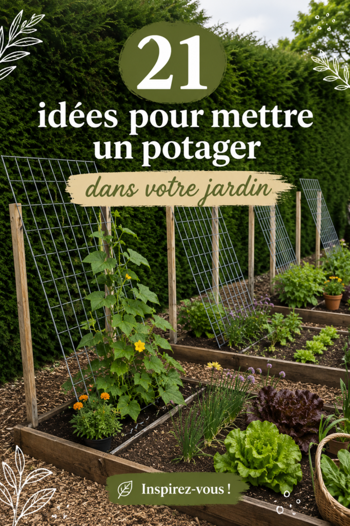 Potager bien aménagé dans un jardin avec diverses plantes