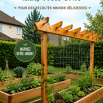 Jardin potager fleurissant avec divers légumes cultivés
