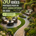 Un jardin petit mais accueillant avec des plantes vertes et un mobilier de jardin confortable.