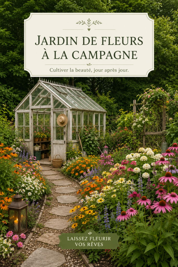 Jardin fleuri luxuriant avec diverses fleurs colorées