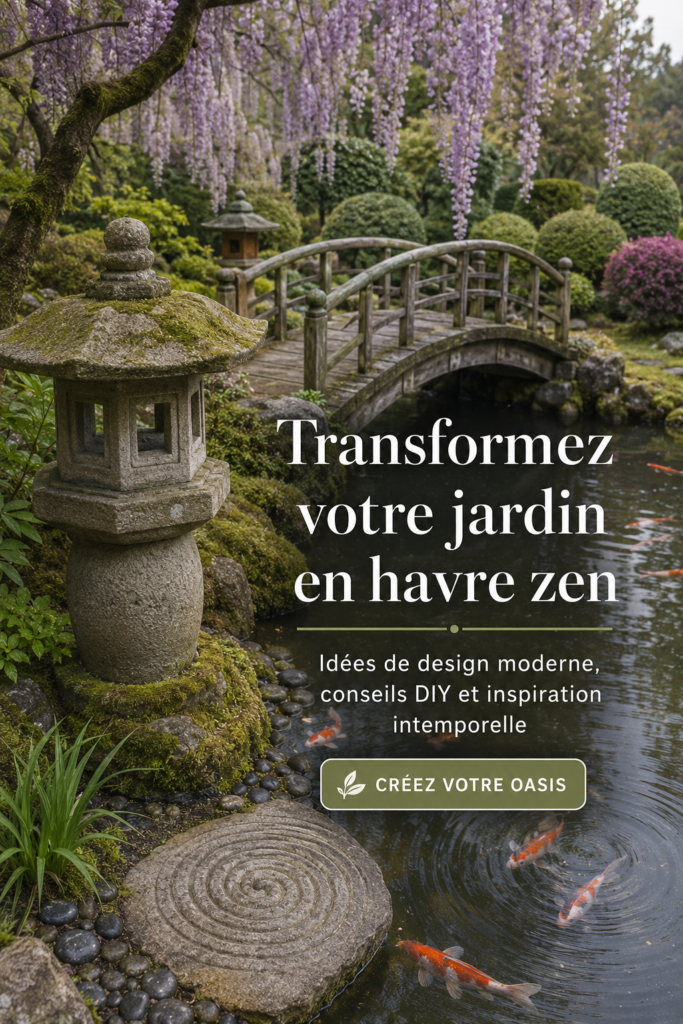 Jardin japonais avec des pierres et des plantes zen