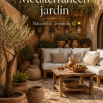 Jardin méditerranéen luxuriant avec des plantes colorées