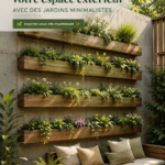 Jardin minimaliste avec des plantes épurées et mobilier contemporain