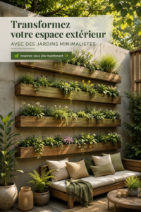 Jardin minimaliste avec des plantes épurées et mobilier contemporain
