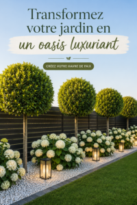 Un jardin luxuriant et apaisant avec des plantes vertes et colorées