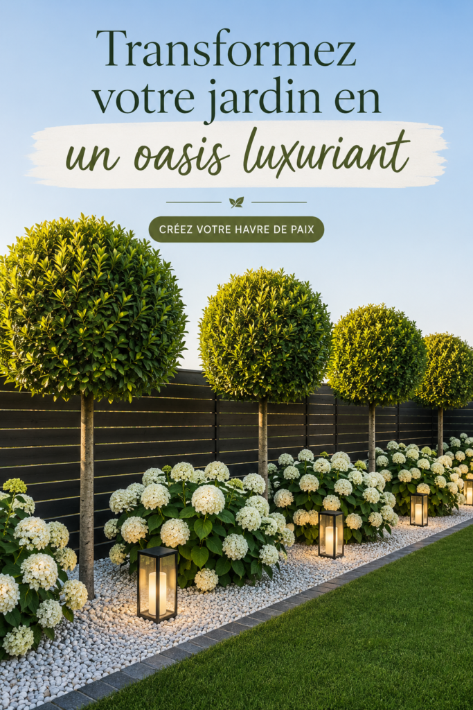 Un jardin luxuriant et apaisant avec des plantes vertes et colorées
