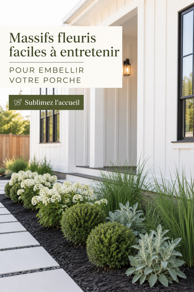 Parterre de fleurs colorées embellissant un porche accueillant