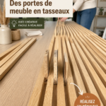 Un meuble rénové avec de nouvelles portes en tasseaux de bois, ajoutant une touche naturelle à la décoration intérieure.