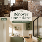 Cuisine moderne rénovée avec des meubles clairs et un plan de travail en bois