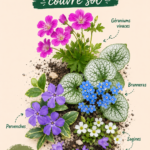 Un jardin fleuri avec différentes vivaces couvre-sol