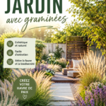 Aménagement de jardin avec différentes variétés de graminées en pleine floraison