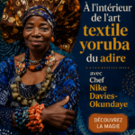 Textiles Adire colorés représentant l'art traditionnel Yoruba.