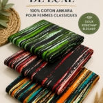 Une robe élégante en coton Adire Batik, affichant des motifs traditionnels et raffinés.