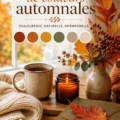 Palette de couleurs automnales chaudes avec des feuilles d'arbre