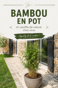 Bambou en pot décoratif sur une terrasse ensoleillée