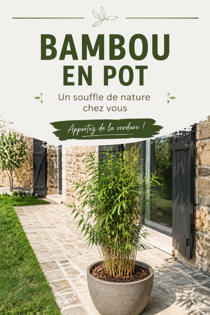 Bambou en pot décoratif sur une terrasse ensoleillée