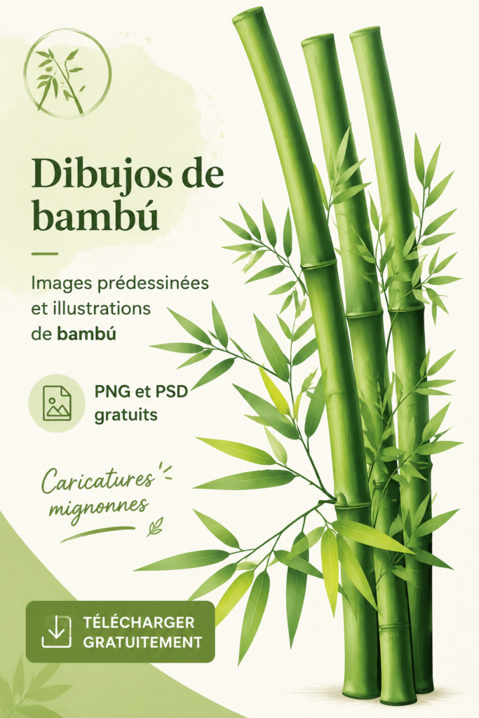 Illustration charmante de dessins de bambou disponibles en téléchargement gratuit.