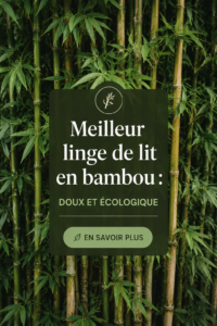 Draps en bambou sur un lit douillet, montrant la texture douce et naturelle du matériau.