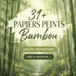 Un salon décoré avec un fond d'écran en bambou apaisant