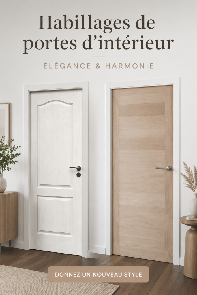 Un exemple d'habillage de porte moderne en bois dans un intérieur stylé.