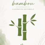 Exemple d'icônes en vectoriel sur le thème du bambou, présentant différentes étapes de design.