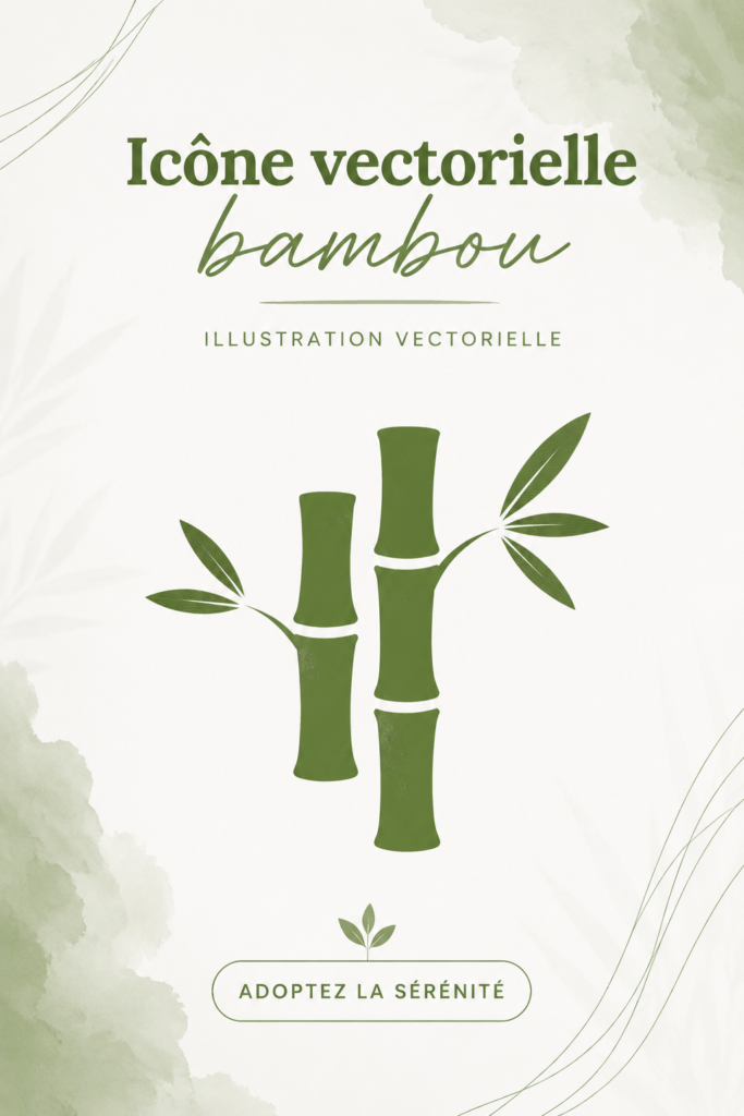 Exemple d'icônes en vectoriel sur le thème du bambou, présentant différentes étapes de design.