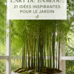 Un jardin zen avec des éléments en bambou.