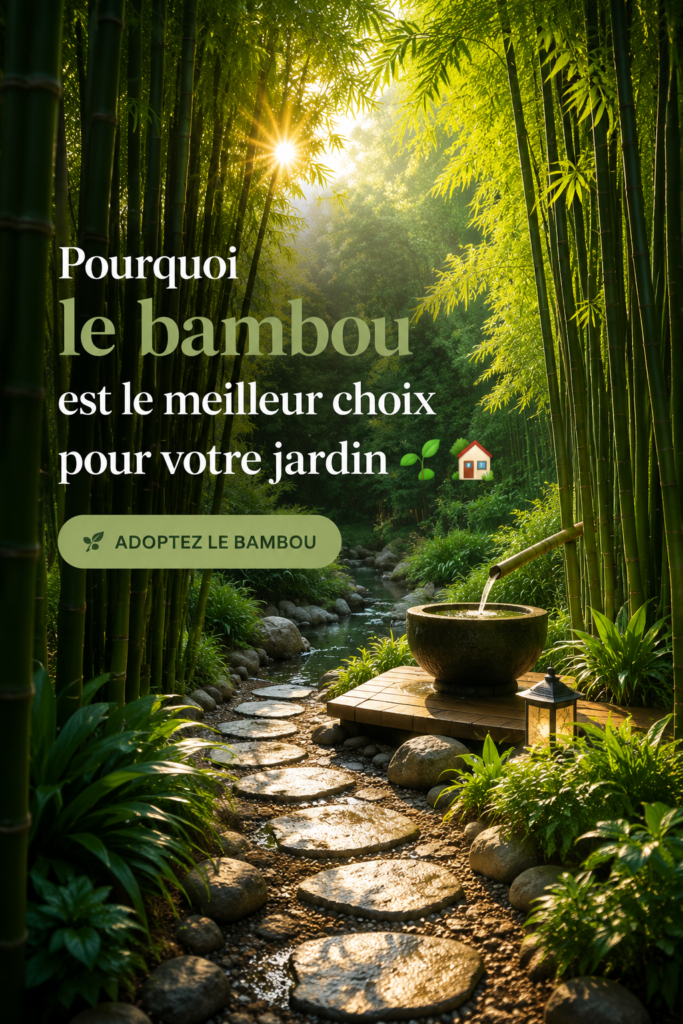 Un jardin avec du bambou offrant une ambiance paisible