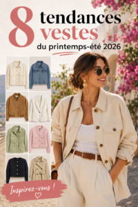 Veste tendance du printemps-été 2026 sur un mannequin en extérieur
