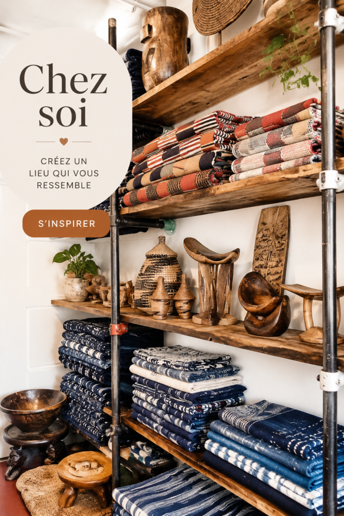 Des tissus africains colorés exposés sur un marché traditionnel.