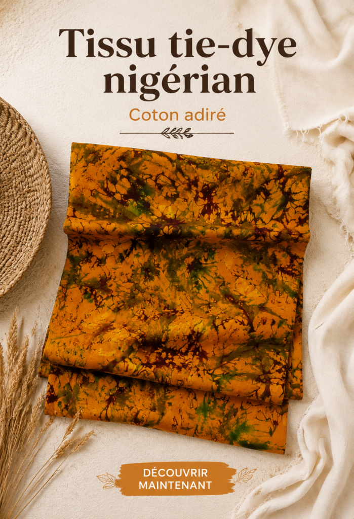 Un tissu Adire coloré représentant le tie dye nigérian