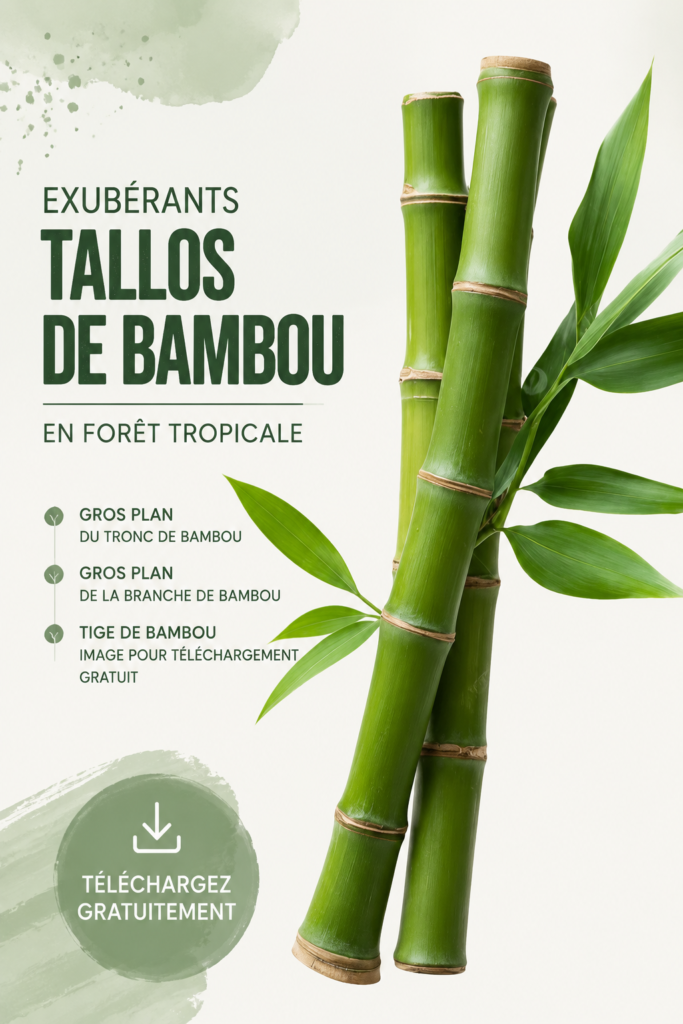 Tiges de bambou exubérantes dans un environnement tropical, apportant une touche de nature à la décoration.