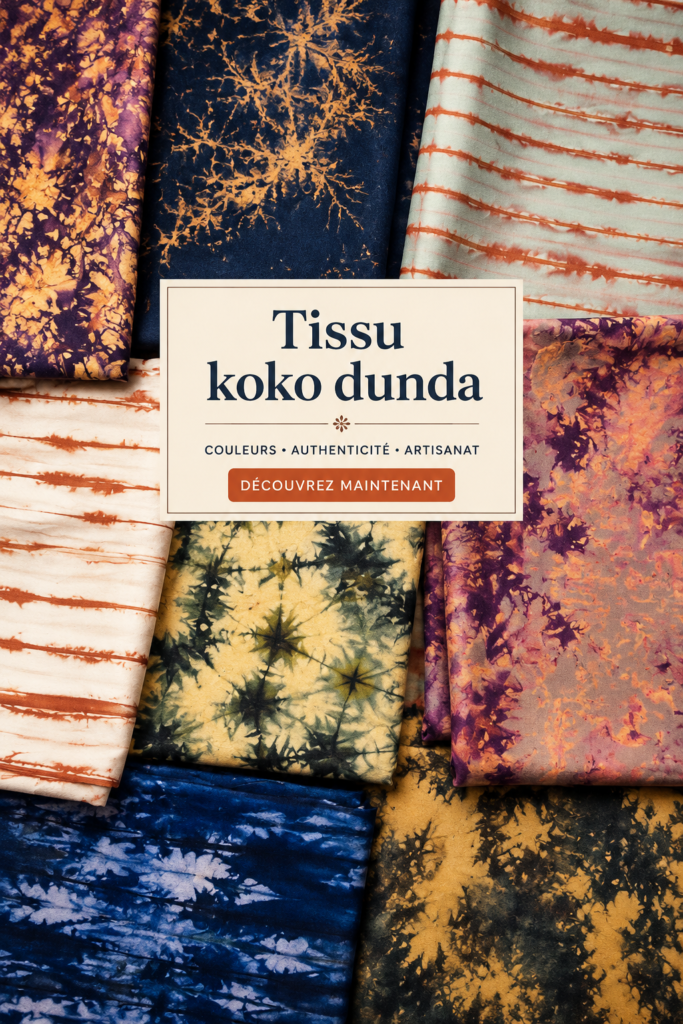 Tissu koko dunda coloré avec différentes textures et motifs