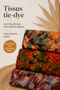 Tissus Adire colorés étalés, représentant l'art traditionnel nigérian.