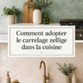 Cuisine moderne avec carrelage zellige coloré.