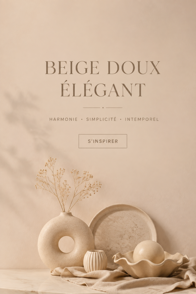 Un intérieur élégant avec des nuances de beige doux et des textures chaleureuses.