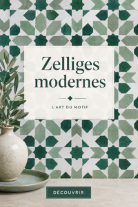 Une sélection de carreaux zellige modernes aux couleurs vives dans un intérieur élégant.