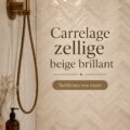 Carrelage beige brillant apportant une touche moderne à un intérieur