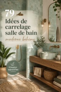 Salle de bain moderne avec carrelages boho et couleurs tendances