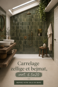 Un intérieur moderne avec du carrelage zellige vert qui ajoute une touche d'élégance.