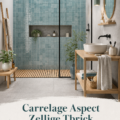 Carrelage zellige cerulean brillant de 5,2x16 cm, un choix tendance pour la décoration intérieure.