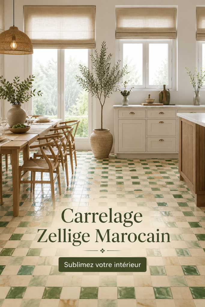 Un intérieur moderne avec du carrelage zellige marocain coloré