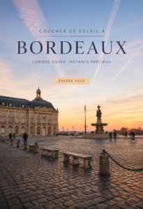 Coucher de soleil captivant sur Bordeaux, révélant des teintes chaudes et vibrantes.