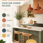 Une cuisine moderne avec des couleurs tendance en 2025.
