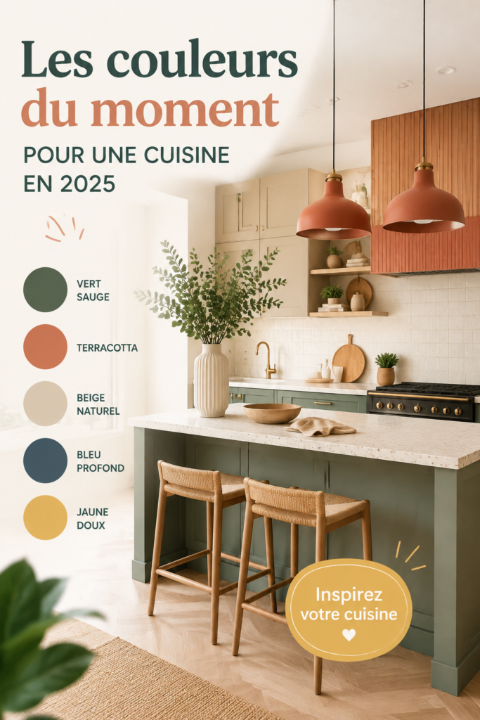 Une cuisine moderne avec des couleurs tendance en 2025.