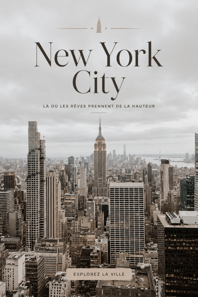 Vue panoramique de New York avec ses gratte-ciels emblématiques et son ambiance vibrante, représentant la tendance du design moderne.